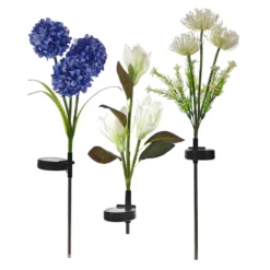 Lampada Solare LED a Fiori Luce Calda da Giardino h70 cm