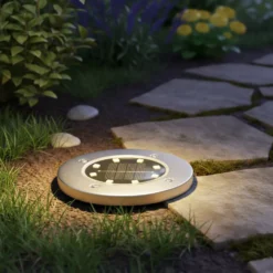 Lampada Solare Led da esterno Segnapasso Luce Naturale diametro 12 cm
