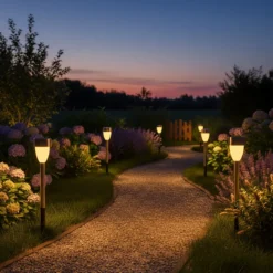 Lampada Solare Led da giardino in Acciaio Inox Effetto Fiamma Luce Calda