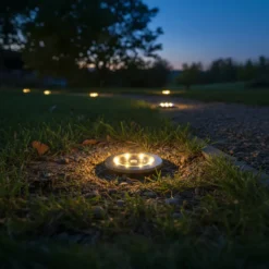 Lampada Solare LED da giardino Luce Calda diametro 6,5 cm