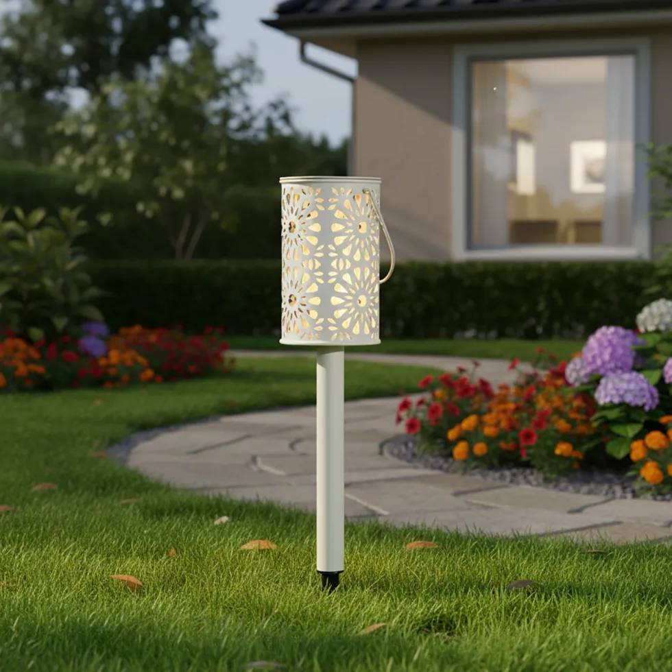 Lampada Solare Led da giardino in metallo con picchetto h40,5 cm