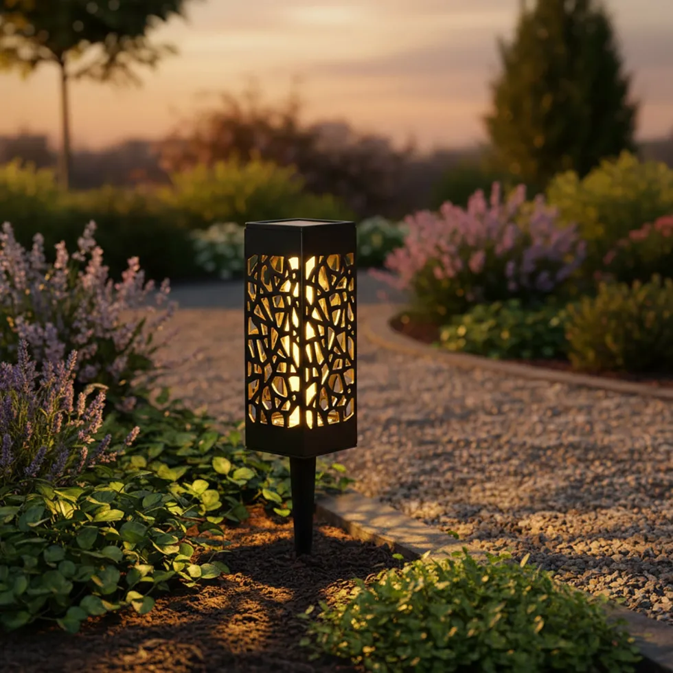 Lampada Solare LED da giardino con Picchetto Estendibile Luce Calda h37/28 cm