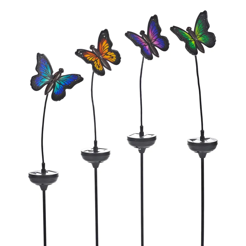 Lampada Solare LED Decorativa a Farfalla Luce Calda h64 cm