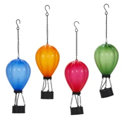 Lampada Solare LED Decorativa a Mongolfiera Luce Calda h33 cm