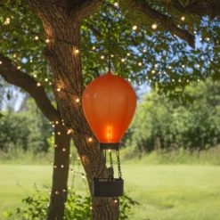 Lampada Solare LED Decorativa a Mongolfiera Luce Calda h33 cm