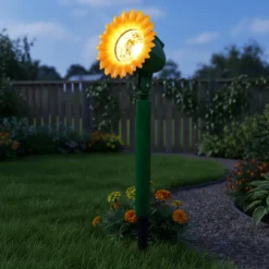 Lampada Solare LED Decorativa a Fiore Luce Calda h36 cm