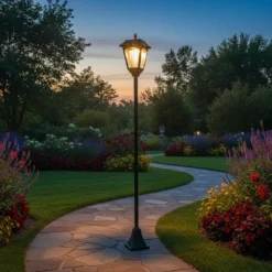Lampione LED Solare 2 in 1 da Giardino Luce Calda con Base e Picchetto