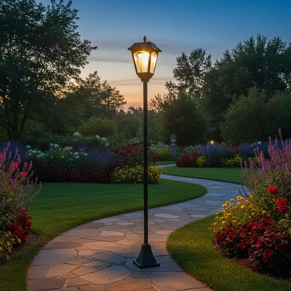 Lampione LED Solare 2 in 1 da Giardino Luce Calda con Base e Picchetto