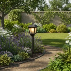 Lampione LED Solare 2 in 1 da Giardino Luce Calda con Base e Picchetto