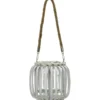 Lanterna portacandela con cestino in bamboo Bianco h14x14 cm