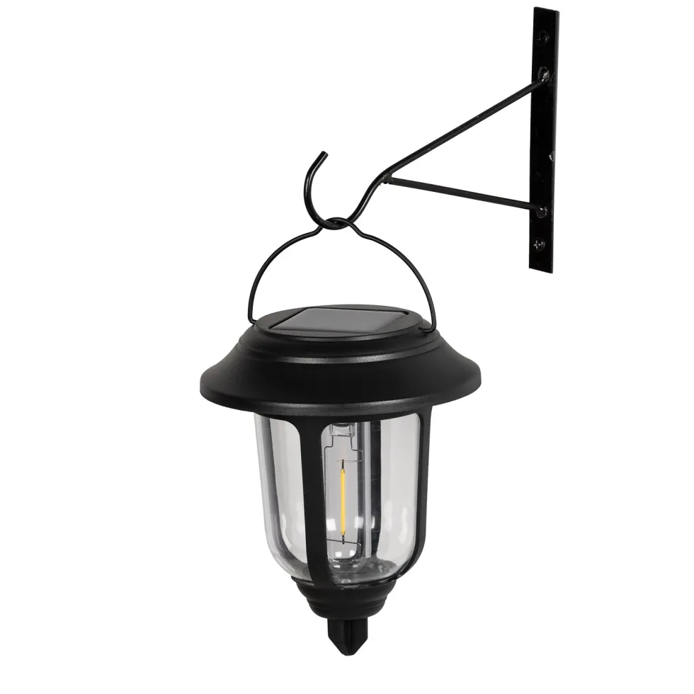 Lanterna Solare LED da giardino con Supporto a parete Luce Calda h15/18 cm