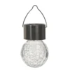 Lanterna Solare LED da giardino in Vetro e Acciaio Inox Luce Calda diametro 6 cm
