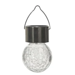 Lanterna Solare LED da giardino in Vetro e Acciaio Inox Luce Calda diametro 6 cm
