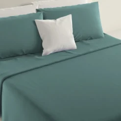 Lenzuola Completo Letto Matrimoniale Marta Verde Petrolio 250x290 cm