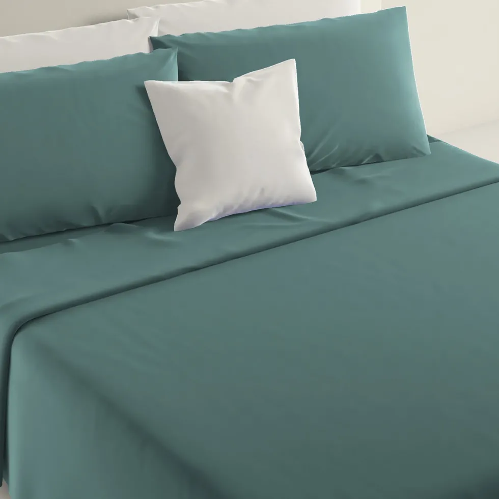 Lenzuola Completo Letto 1 Piazza e mezza Marta Verde Petrolio 185x290 cm