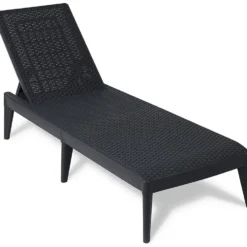 Lettino da esterno Numana Effetto Rattan Antracite con schienale regolabile
