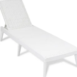 Lettino da esterno Numana Effetto Rattan Bianco con schienale regolabile
