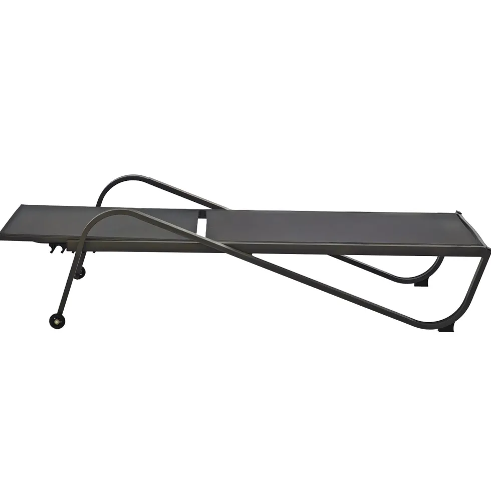 Lettino Sdraio in Acciaio e Tessuto Antracite con Ruote e Schienale Regolabile h33x193x73 cm