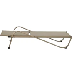 Lettino Sdraio in Acciaio e Tessuto Tortora con Ruote e Schienale Regolabile h33x193x73 cm
