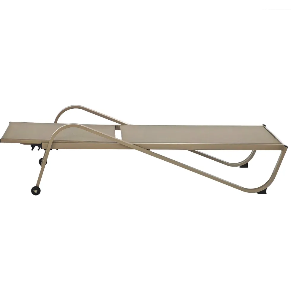 Lettino Sdraio in Acciaio e Tessuto Tortora con Ruote e Schienale Regolabile h33x193x73 cm