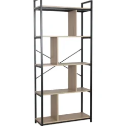 Libreria in legno truciolare e metallo Nero Linea Hamilton