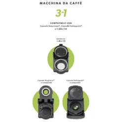 Macchina da caffè 3 in 1 Jeanette Black 1450 Watt