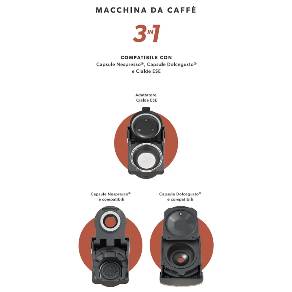 Macchina da caffè 3 in 1 Jeanette White 1450 Watt