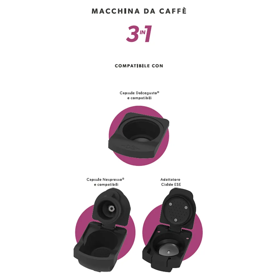 Macchina da caffè 3 in 1 Milvia White 1400 Watt