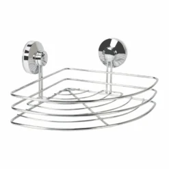 Mensola Angolare Bagno in Metallo Cromato con Ventose Linea Barlow 27x20,5 cm