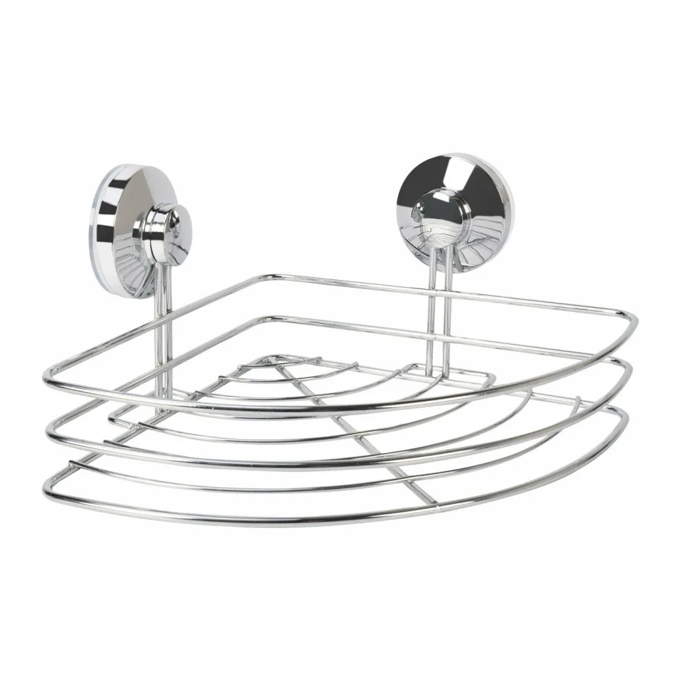 Mensola Angolare Bagno in Metallo Cromato con Ventose Linea Barlow 27x20,5 cm