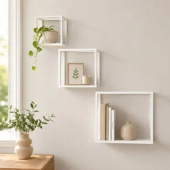 Mensole Cubo da Parete in Metallo Bianco