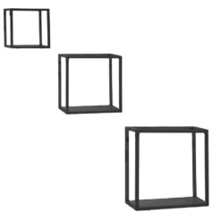 Mensole Cubo da Parete in Metallo Nero
