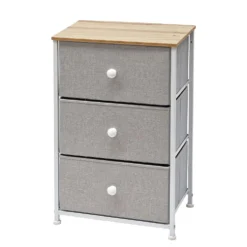 Mobiletto Multiuso 3 cassetti Legno Naturale e TNT Grigio Linea Woodhandy
