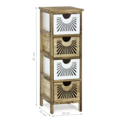 Mobiletto Multiuso 4 cassetti Legno di Paulownia Linea Woodhandy
