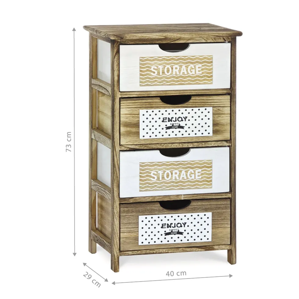 Mobiletto Multiuso 4 cassetti Legno di Paulownia Linea Woodhandy
