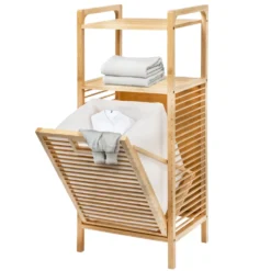 Mobiletto Portabiancheria 3 Scomparti Linea Bamboo