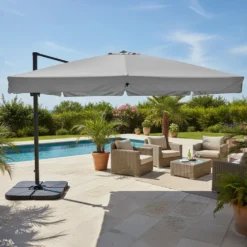 Ombrellone a Lampada con flap telo grigio 3x4 metri