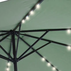 Ombrellone da giardino Decentrato con 32 LED e Pannello Solare Verde diametro 3 metri