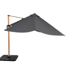 Ombrellone da giardino Rettangolare struttura in alluminio Effetto Legno Tessuto Grigio 3x4 metri