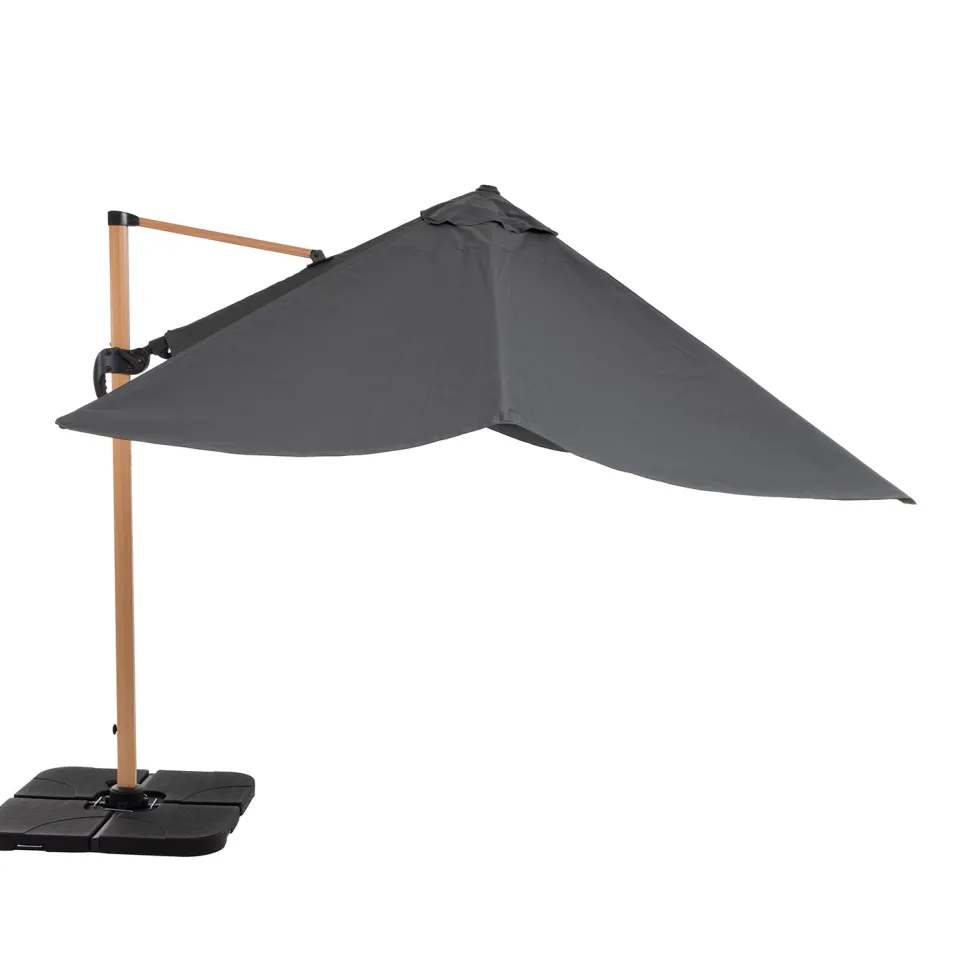 Ombrellone da giardino Rettangolare struttura in alluminio Effetto Legno Tessuto Grigio 3x4 metri