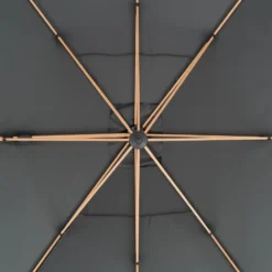 Ombrellone da giardino Rettangolare struttura in alluminio Effetto Legno Tessuto Grigio 3x4 metri