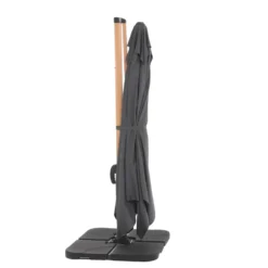 Ombrellone da giardino Rettangolare struttura in alluminio Effetto Legno Tessuto Grigio 3x4 metri