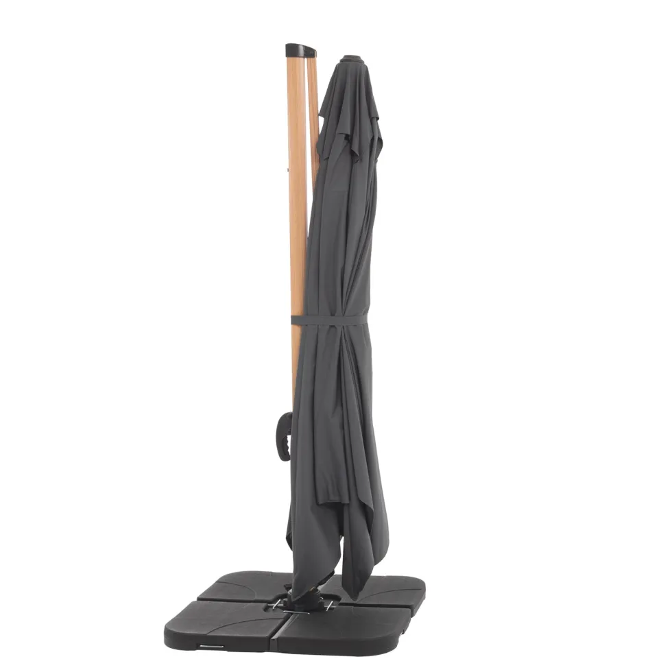 Ombrellone da giardino Rettangolare struttura in alluminio Effetto Legno Tessuto Grigio 3x4 metri