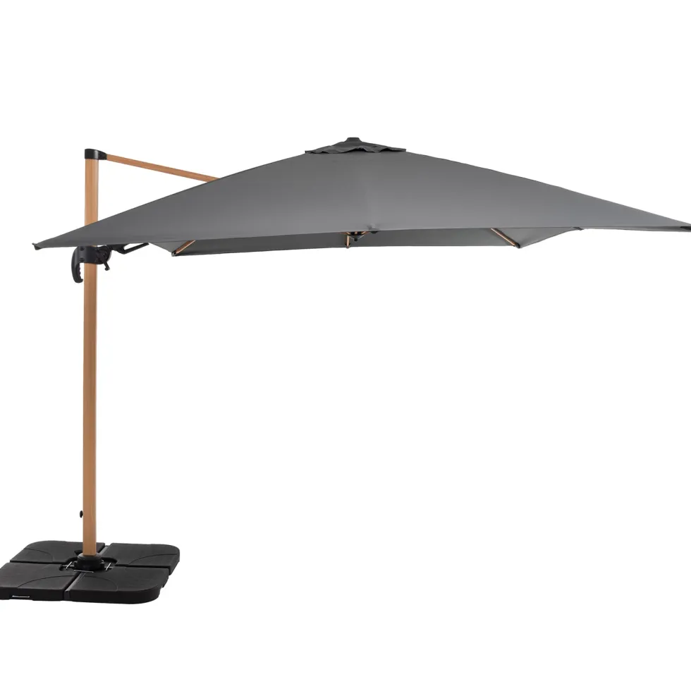 Ombrellone da giardino Rettangolare struttura in alluminio Effetto Legno Tessuto Grigio 3x4 metri