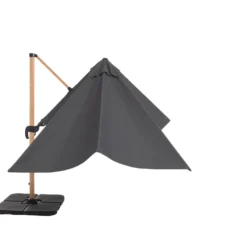 Ombrellone da giardino Rettangolare struttura in alluminio Effetto Legno Tessuto Grigio 3x4 metri