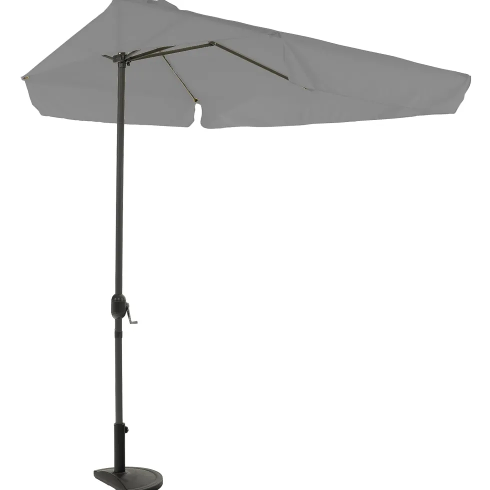 Ombrellone Decentrato a Semicerchio da Balcone con manovella Grigio h2,30x1,30 metri