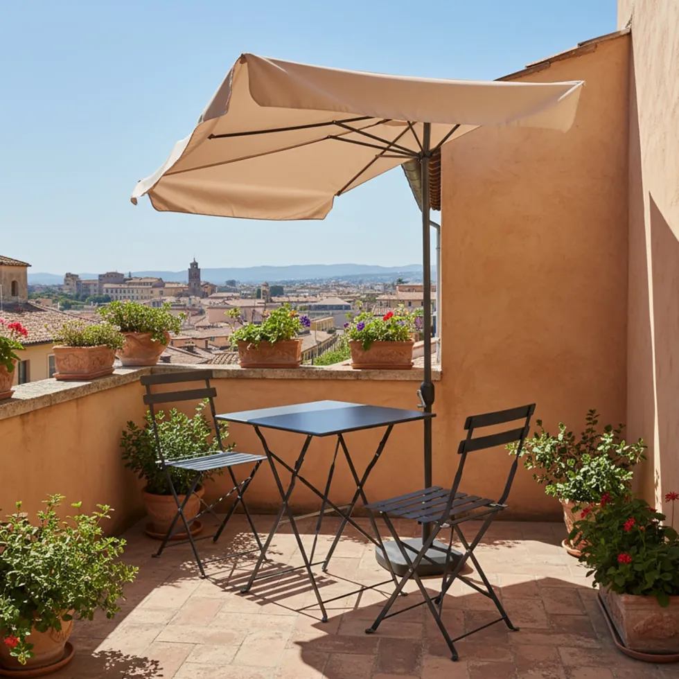 Ombrellone Decentrato a Semicerchio da Balcone con manovella Camel h2,30x1,30 metri