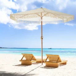 Ombrellone Mare con Frange e Manovella h238 cm diametro 270 cm