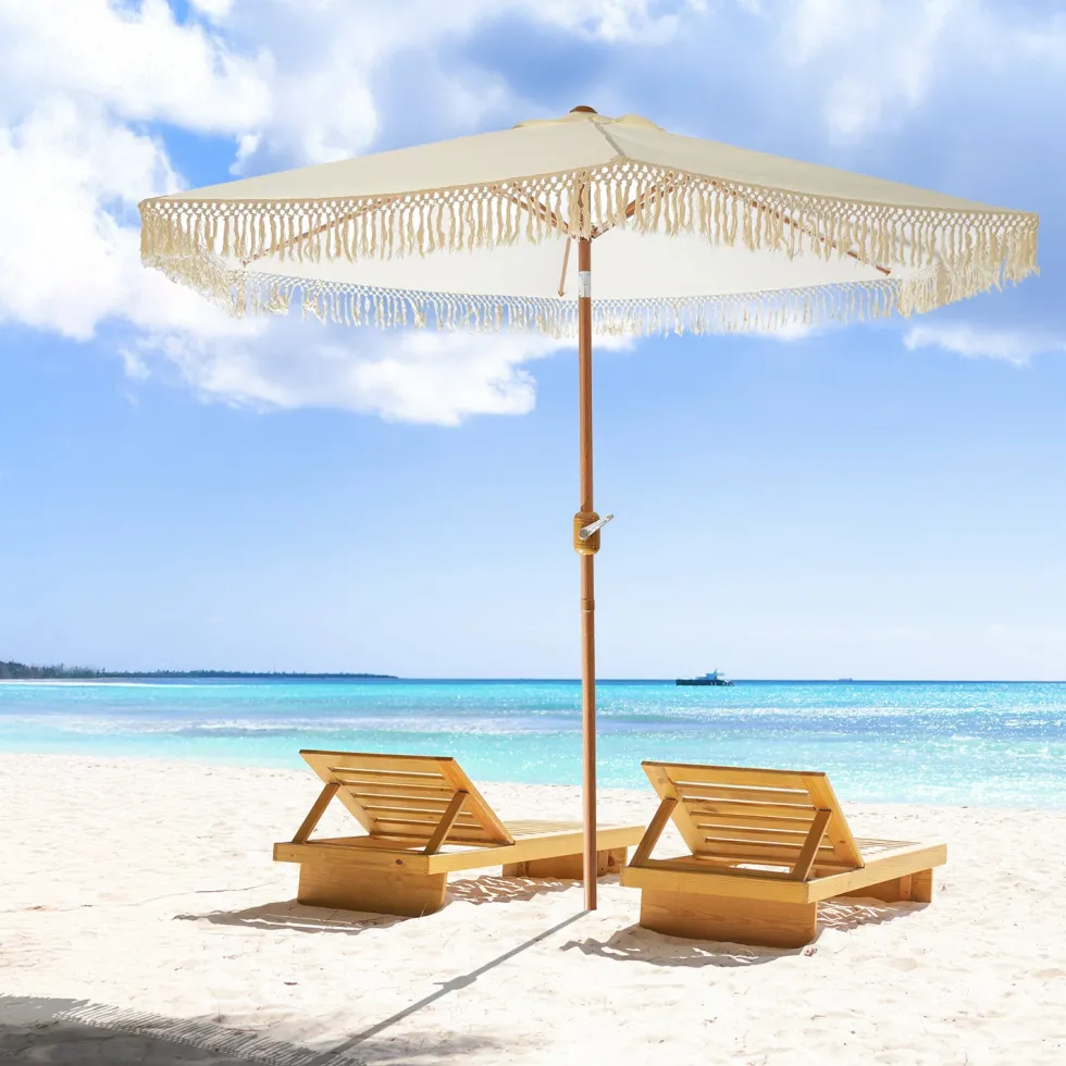 Ombrellone Mare con Frange e Manovella h238 cm diametro 270 cm