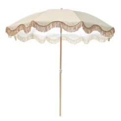 Ombrellone Mare con Frange e snodo Crema h218 cm diametro 200 cm